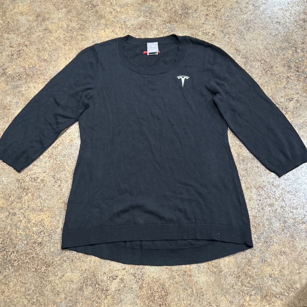 Tesla Women's Sweater Pullover Size S/M Black Cotton Acrylic Blend